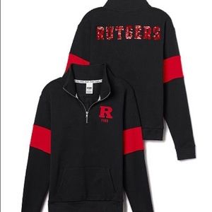 PINK Rutgers Bling Half-Zip Pullover Sweatshirt